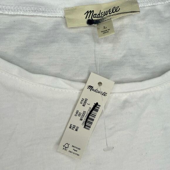 NWT Madewell Puff-Sleeve Drop-Shoulder Knit Top White Size L - Picture 7 of 8